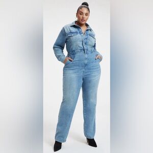 Good American Sold Out Women's Blue Denim Jumpsuit